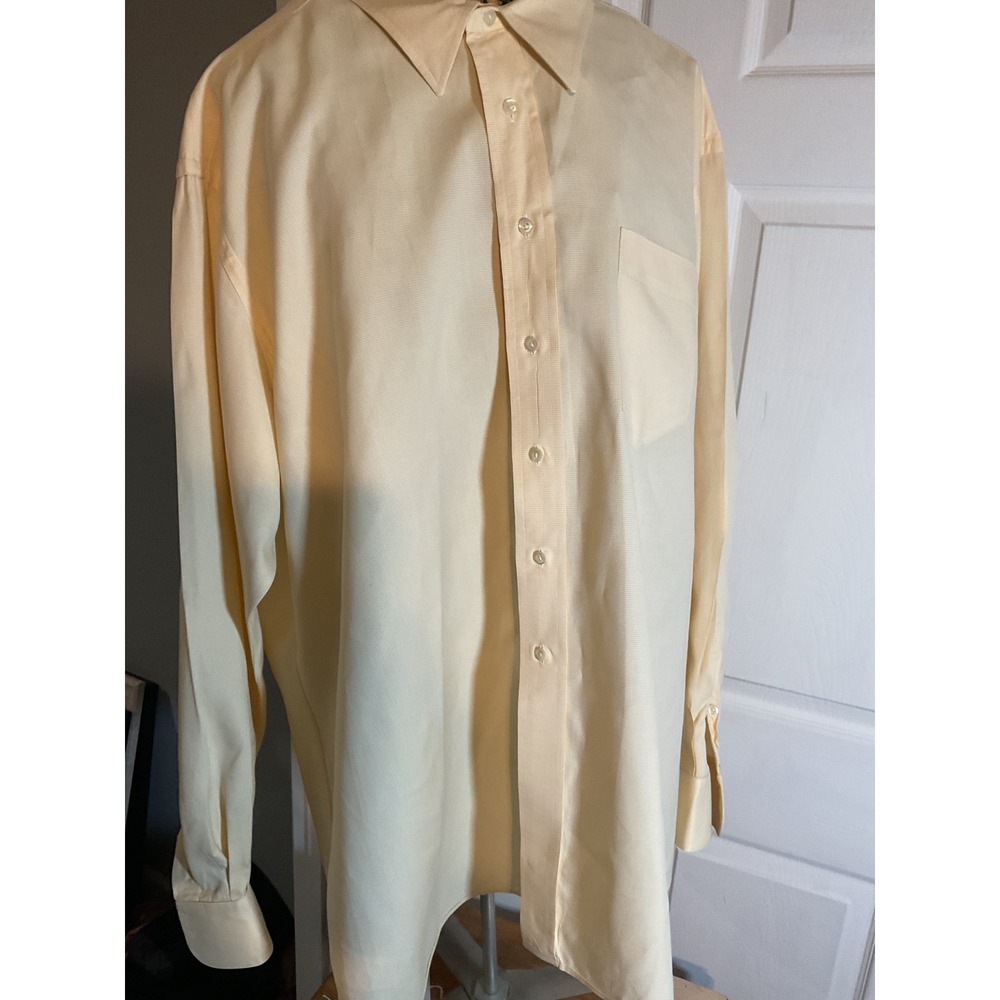 Vintage‎ Mens Yellow Long Sleeve Button Down Dress Shirt Monogram MP Made in USA